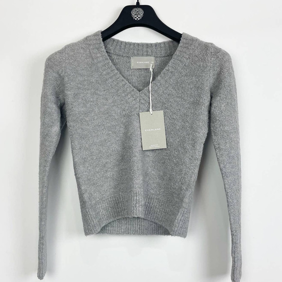 Everlane Womens The Teddy Vneck Sweater XXS Gray Vneck Wool Blend NWT - Picture 4 of 7